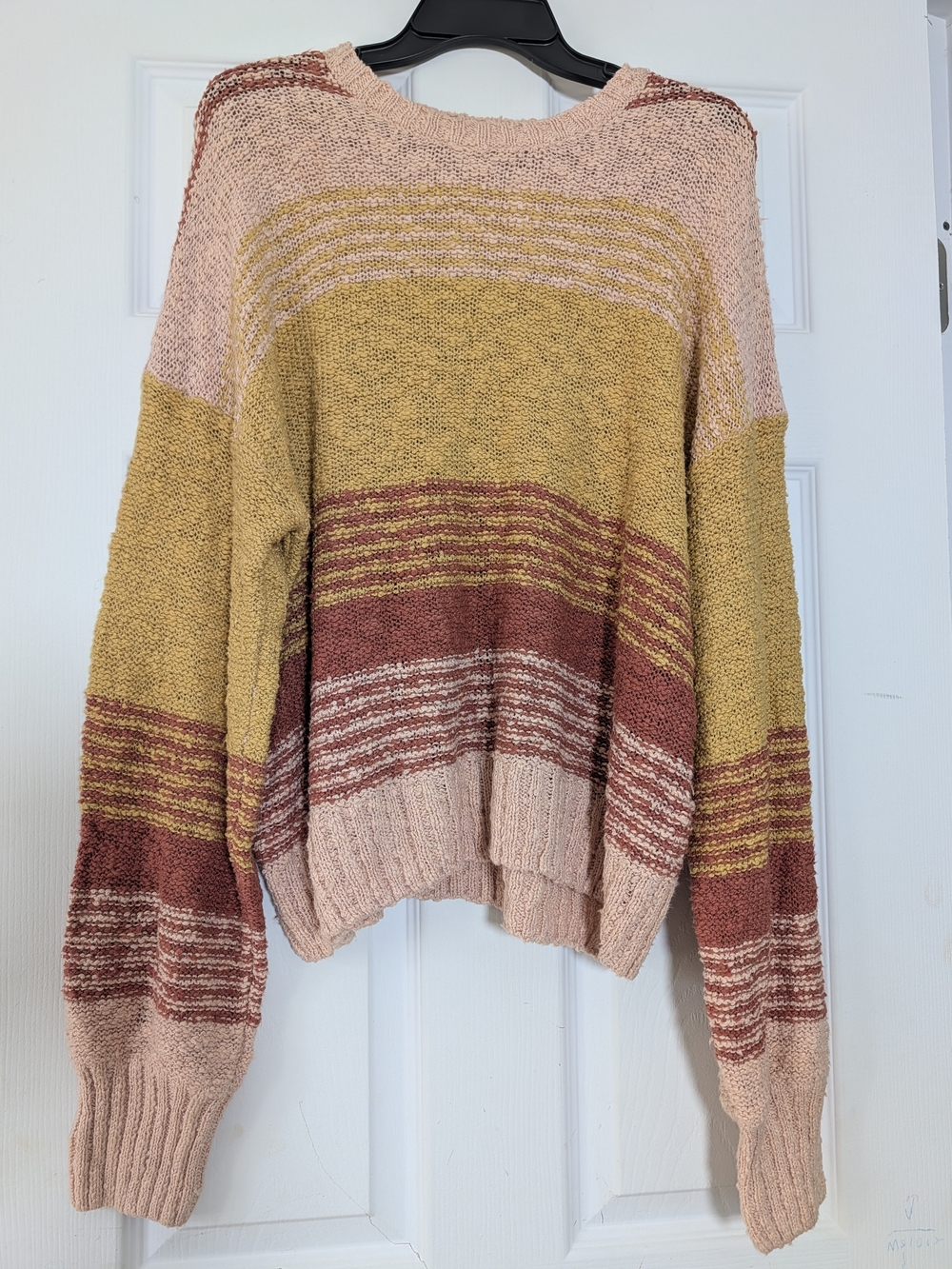 Rip Curl Striped Crew Sweater in Pink, Mustard & Rust wonen Size XL